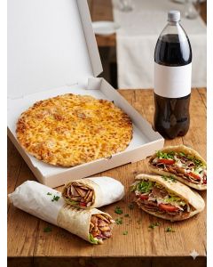 Men&uacute; 2: 2 Durums + 2 Doners + 1 Pizza Mediana + Bebida 2L