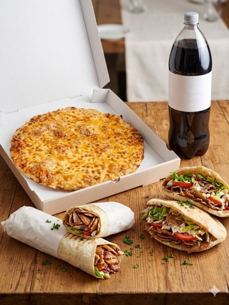 Menú 2: 2 Durums + 2 Doners + 1 Pizza Mediana + Bebida 2L