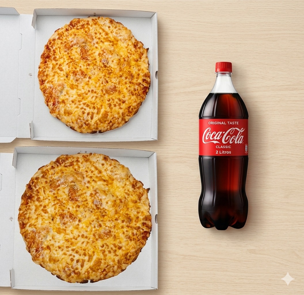 Menú 2 Pizzas Grandes + Bebida Grande 2L